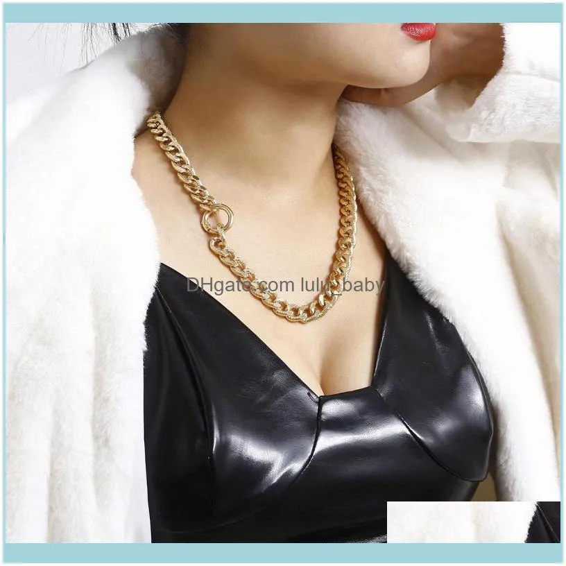 Chains 2021 Fashion Gold Plated Chunky Choker Necklace Women Punk Cuban Lock Link Collares Statement Collier Femme Jewelry