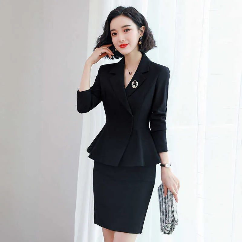 高品質のビジネス服装オフィスインタビュー服カジュアルエレガントな女性のスカートスーツファッションズボン210527