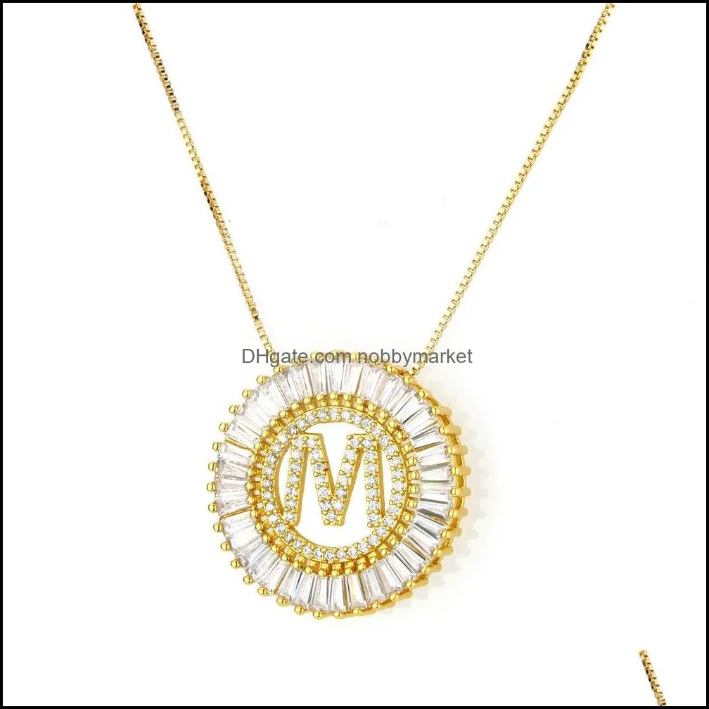 Pendant Necklaces & Pendants Jewelry Zircon 26 Initial Letters For Women Mens Round Alphabet Gold Chains Hip Hop Drop Delivery 2021 Gm43J