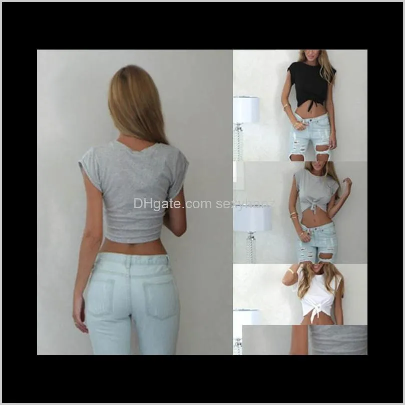 wholesale-summer fashion women casual cotton shirts crop black white o neck t-shirt tops short sleeve hot tee s-xl