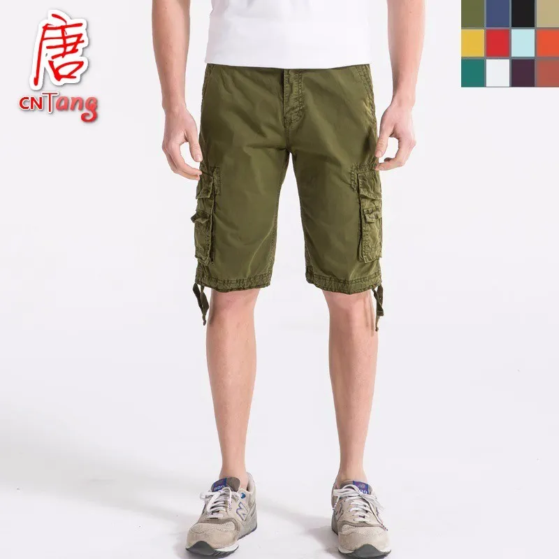 Été Hommes Casual Coton Lâche Camouflage Armée Cargo Shorts Long Militaire Camo Baggy Plus Taille Mâle Coloré Tactique Shorts 210518