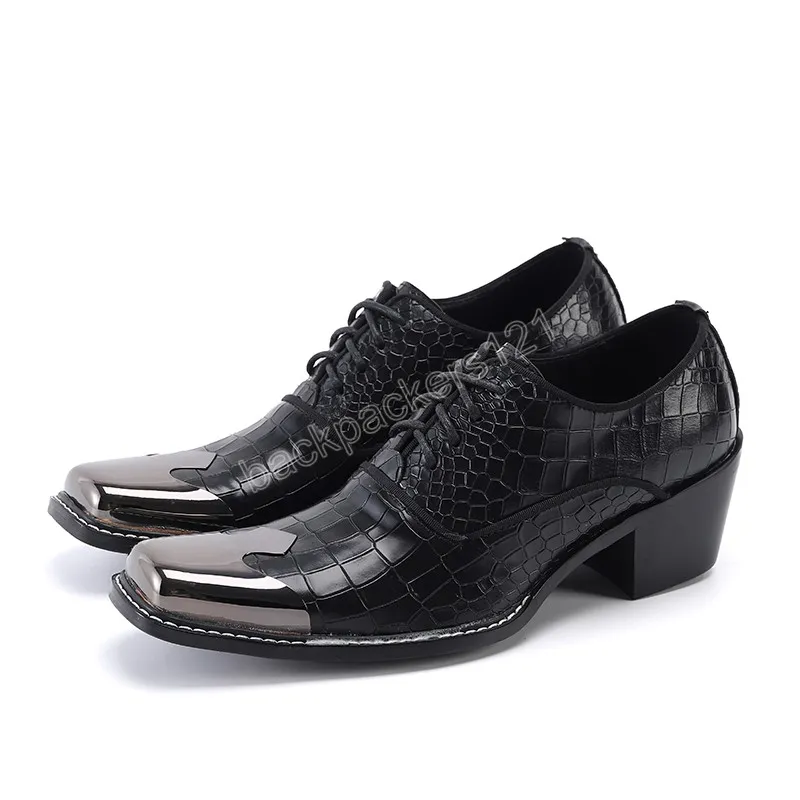 Mode bureau d'affaires hommes Oxford chaussures augmenter la hauteur chaussures richelieu formelles hommes à lacets chaussures en cuir véritable