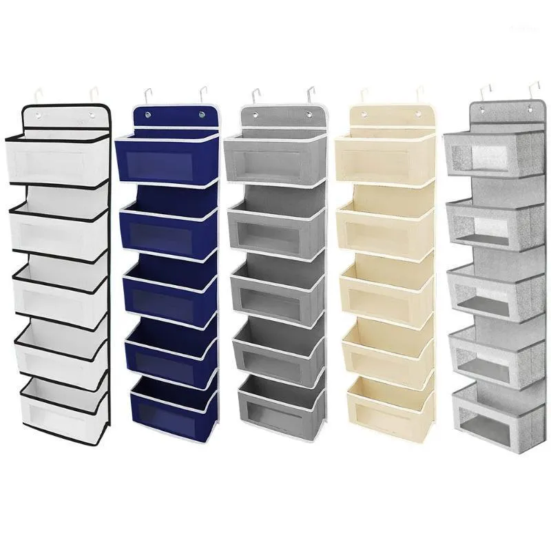 Organizer per borsa da appendere per armadio guardaroba Porta portaoggetti trasparente Parete trasparente Stanza varia Camera da letto Bagno Appendiabiti grigio Scatole a sacchetto Bin1