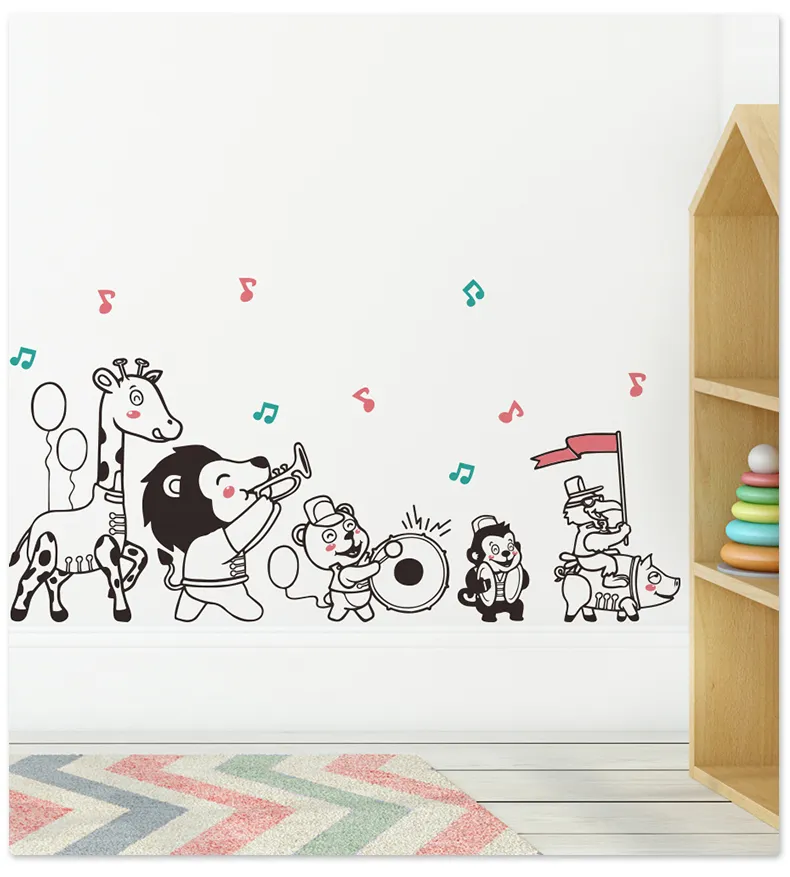 HOT Nordic Cartoon Wall Stickers Adhesive Nursery Decals For Girls Kids ...