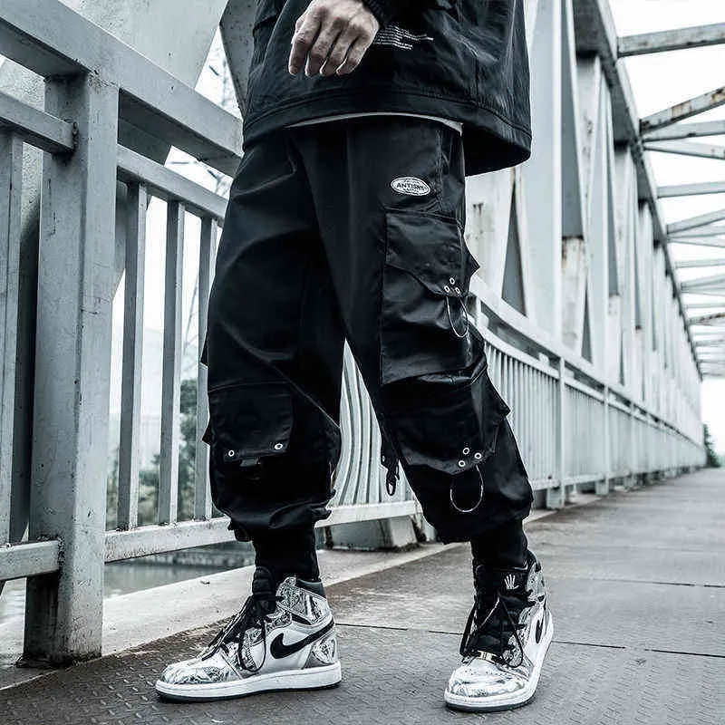 Mens Black Cargo Joggers Fashionable Ankle Length Mens Black Cargo
