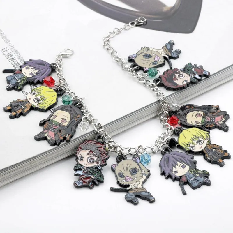 Bracelets porte-bonheur 2021Anime Demon-Slayer Kimetsu No-Yaiba Bracelet Kamado Tanjirou Métal Bracelets Bracelets Bijoux Pour Hommes Femmes2497