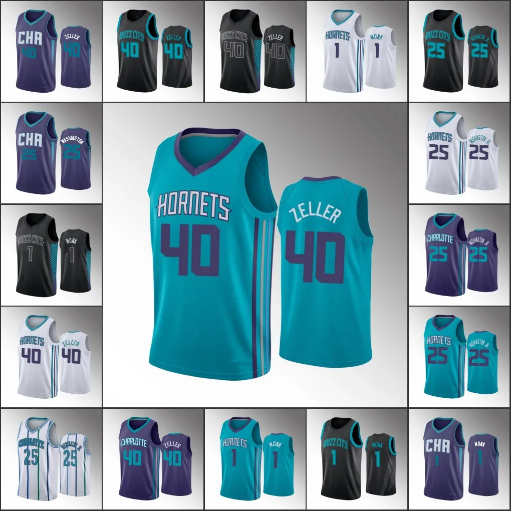 Män Charlotte Hornets''Basketball P. J. Washington Malik Monk Cody Zeller Jersey