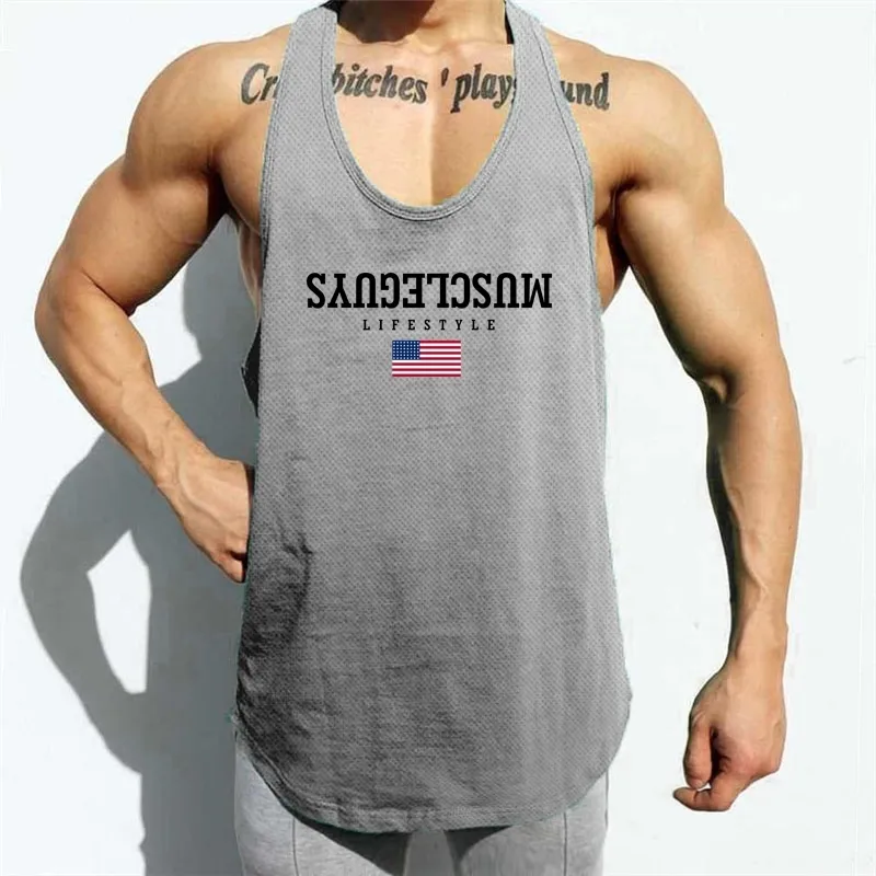 Men Bodybuilding Tank Tops Mesh Quick Dry Sleeveless Shirt Boy Gym Fitness workout Singlet vest Undershirt Jogger Brand clothing 210421