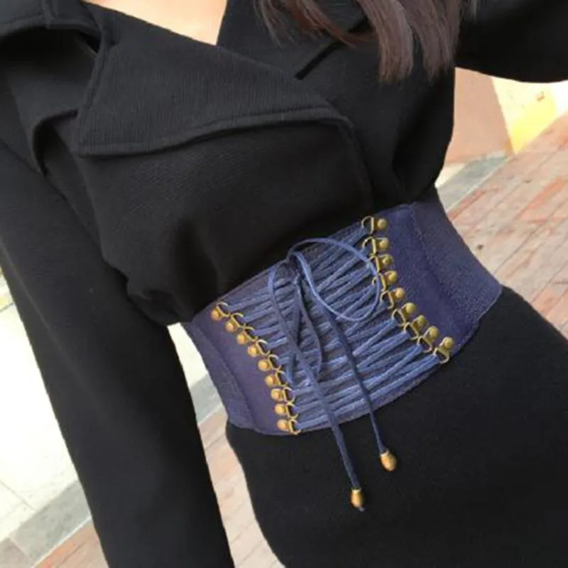Cinture alla moda largo cintura da donna signore ultra super pu elastico abbigliamento corsetto accomodanti decorazioni femminili