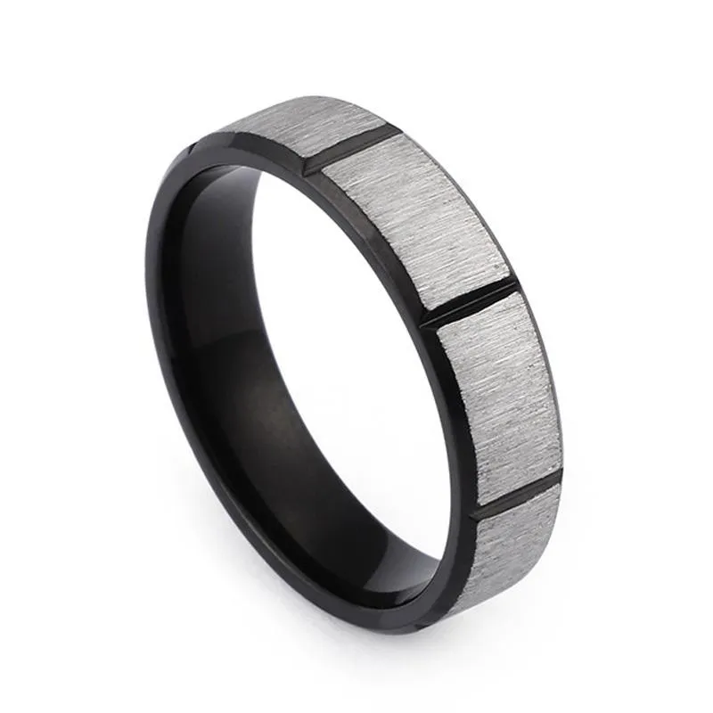 Anéis de casamento 6mm anel de bandas para homens preto aço inoxidável macho anel elegante aliança jóias