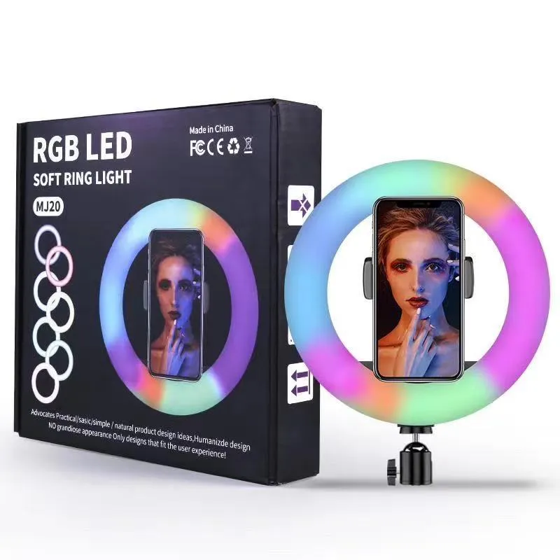 10 RGB Tripod Ring Light With Stand 26CM Rgb Selfie Ring Light For