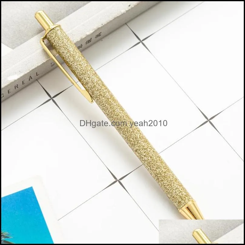 Ballpoint Pens 2Pcs Flash Ball Glitter Metal Ballpen 1.0mm Black Refill Student School Stationery Office Supplies