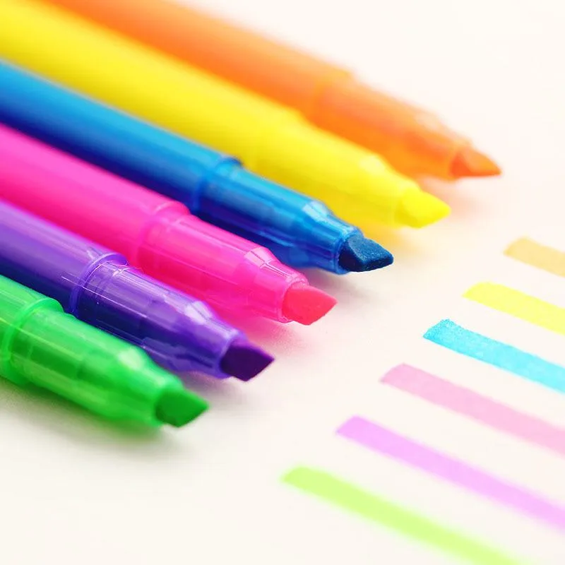 Markeerders 48 Stks / partij Kleur Markeerstift Pen Boek Marker Voor Lezen Oblique Lumina Pennen Briefpapier Office Accessoires Schoolbenodigdheden