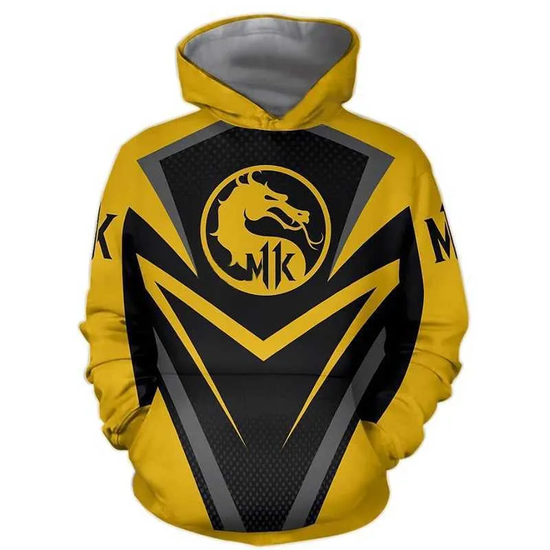 Scorpion Mortal Kombat Cosplay Kostymer PS4 Game 3D Printed Hoodie Skorpion Jackor Coat Hoodies Fashion Sweatshirt Sudaderas Y0913