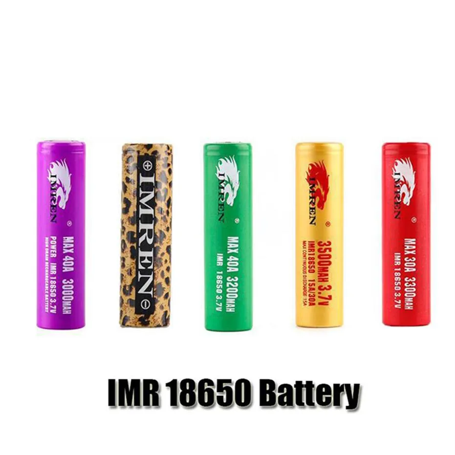 Top Quality IMR 18650 Batteria 3000mAh 3300mAh 3500mAh 3.7 V 30A 50A Gold Leopard Stampa Leopardo Ricaricabile Vape Box Mod mod Litio Batteries Cella37