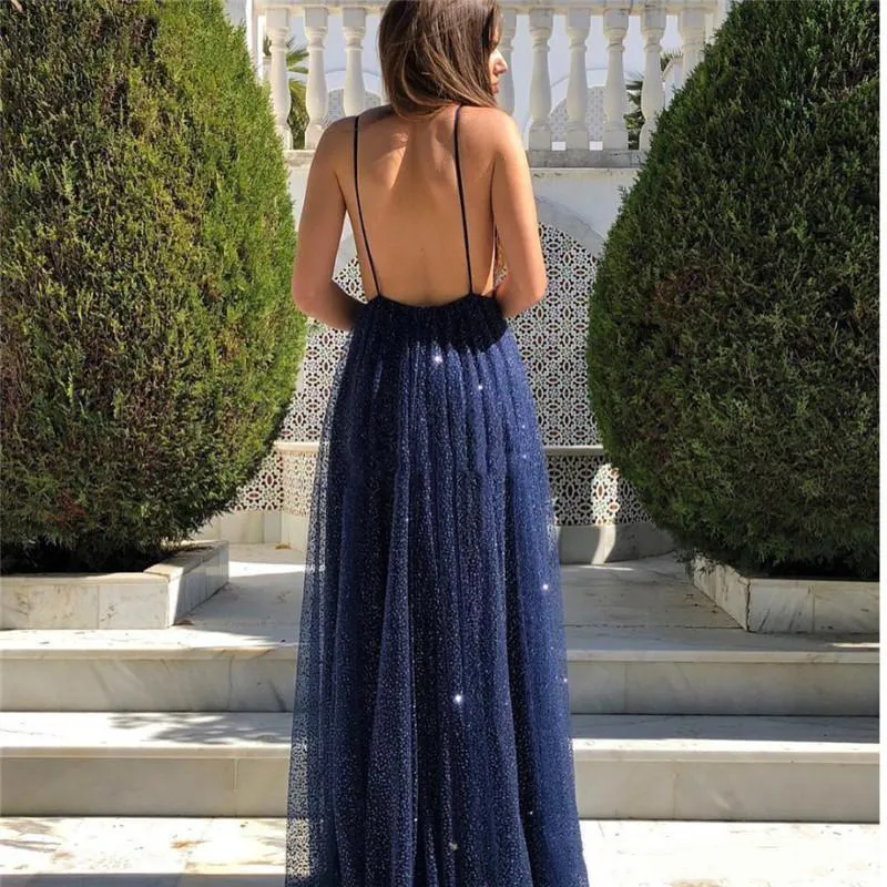 navy blue sequin maxi dress Karissa Long Sleeve Sequin Formal Dress
