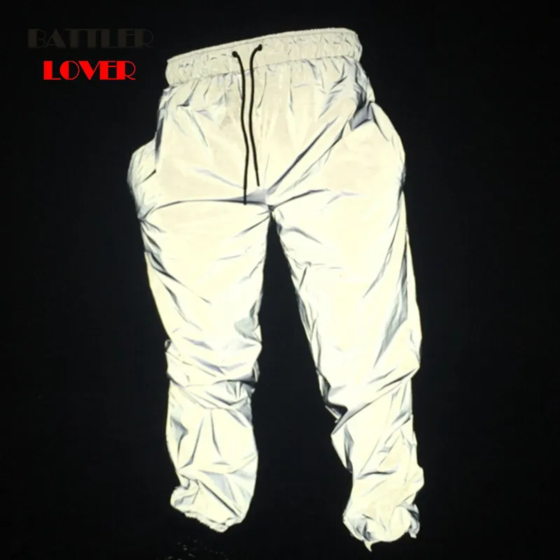 Dropship Reflective Hip Hop Pants Men Joggers Sweatpants Men