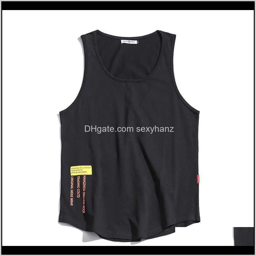 100% cotton gym tank top men casual loose oversized fitness summer mens beach singlet japan o-neck bodybuilding workout tanktop