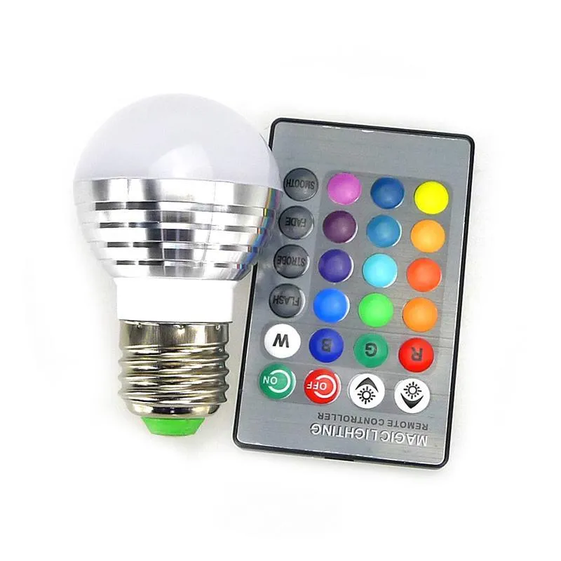 2021 E27 E14 LED 16 Alteração de cor RGB RGBW Lâmpada lâmpada 85-265V RGB LED Spotlight + IR Remote Control