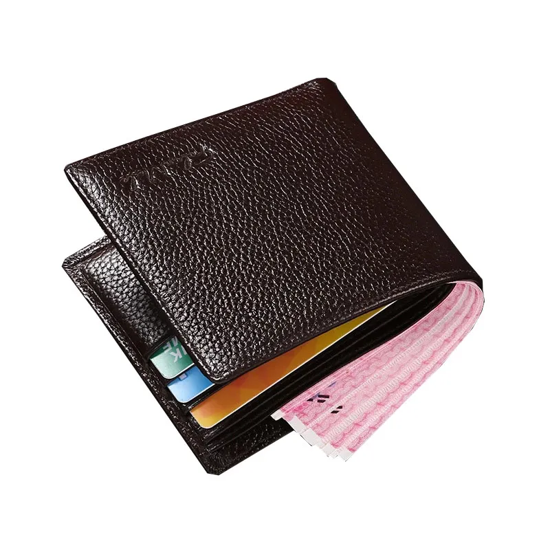 Carteira Masculino Alta Qualidade RFID Bloqueio de Couro Genuíno dos homens sacos de cartão de visita