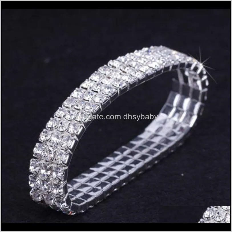 12 pieces lot 3 row bridal wedding jewelry elastic crystal rhinestone stretch gold bangle bracelet wholesale wedding accessories for