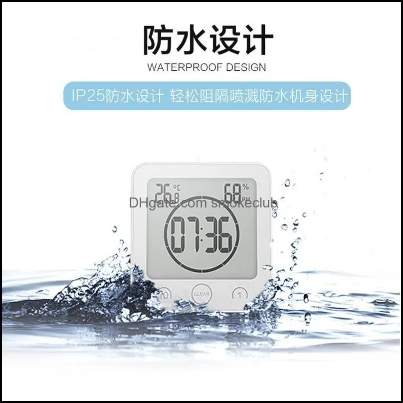 Shower Wall Stand Clock Creative Digital Waterproof Humidity Temperature Timer