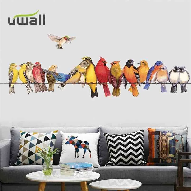 Couleur Oiseaux Creative Sticker Mural Chambre Salon Autocollants Décoration Murale Auto-Adhésif Entrée Décoration Décor À La Maison Autocollants 210914