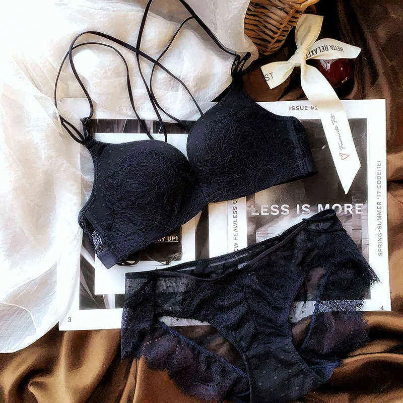 NXY Seksi Set Seksi Dikişsiz Güzellik Geri Ön Düğme Sutyen Balina Olmadan Kadınlar Için Set Küçük Göğüs Ve Kalınlaşma Lingerie Setleri Intimates 1202