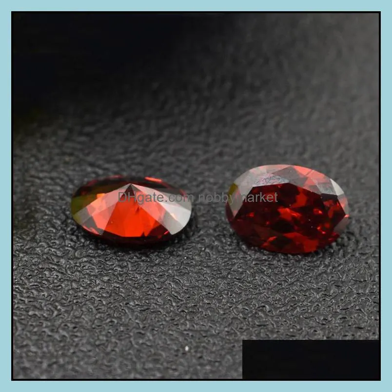 Loose Diamonds Jewelry Garnet Red Color Stone 8 Sizes 2*M-4*6Mm Oval Hine Cut Cubic Zirconia Synthetic Gemstone Beads For Making Drop Delive