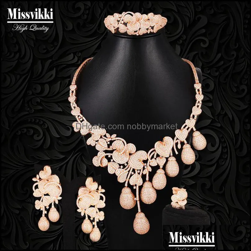 Earrings & Necklace Missvikki Be Original Lady Luxury Gorgeous Design Big Drops Bangle Ring Prom Party Bridal Wedding Jewelry Set