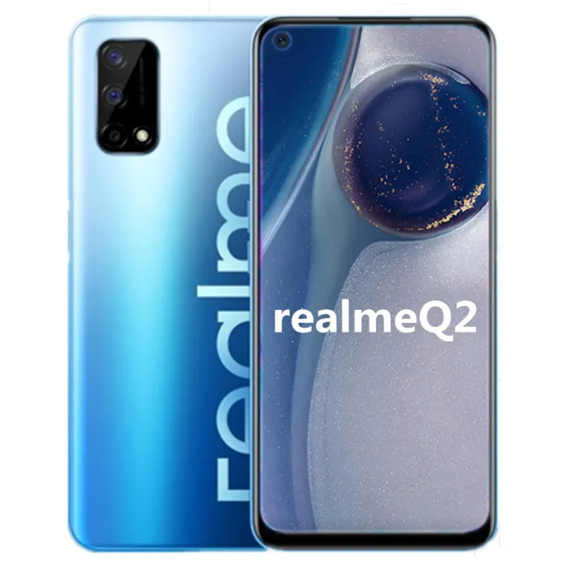 Originele Realme Q2 5G mobiele telefoon 4 GB RAM 128 GB ROM MTK 800U Octa Core Android 6,5 inch volledig scherm 48,0 MP vingerafdruk ID slimme mobiele telefoon