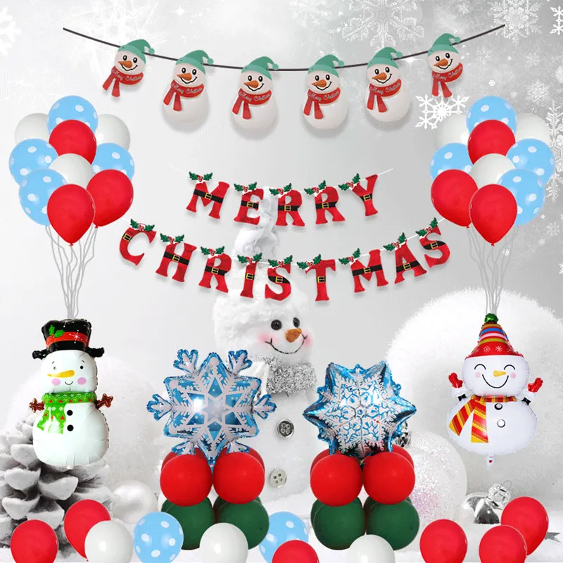 Event Party Supplies Christmas Snowman Theme Balloon Set med röda bokstäver och flagg dekoration 20 21
