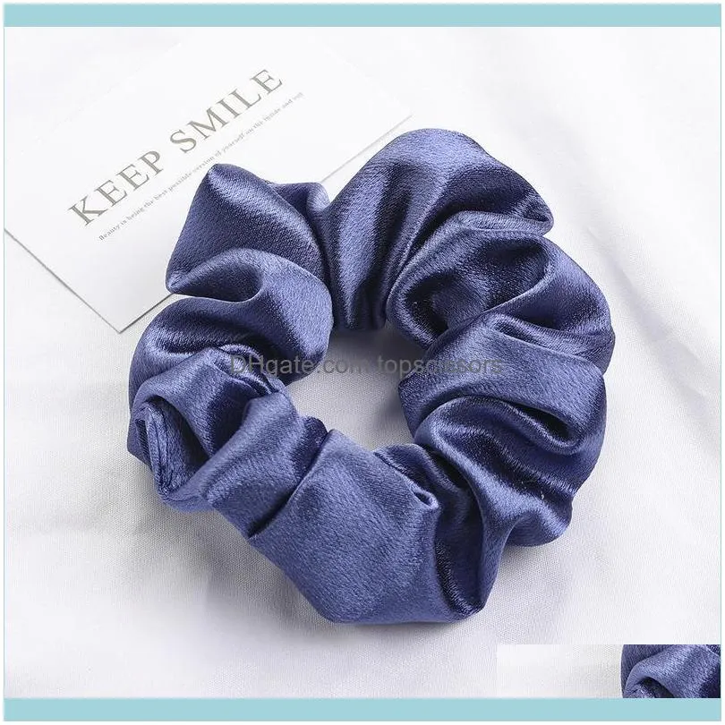 Satin Silk Colorful Scrunchies Elegant Simple Women Hair Elastic Bands Girls Scrunchie Accessories1