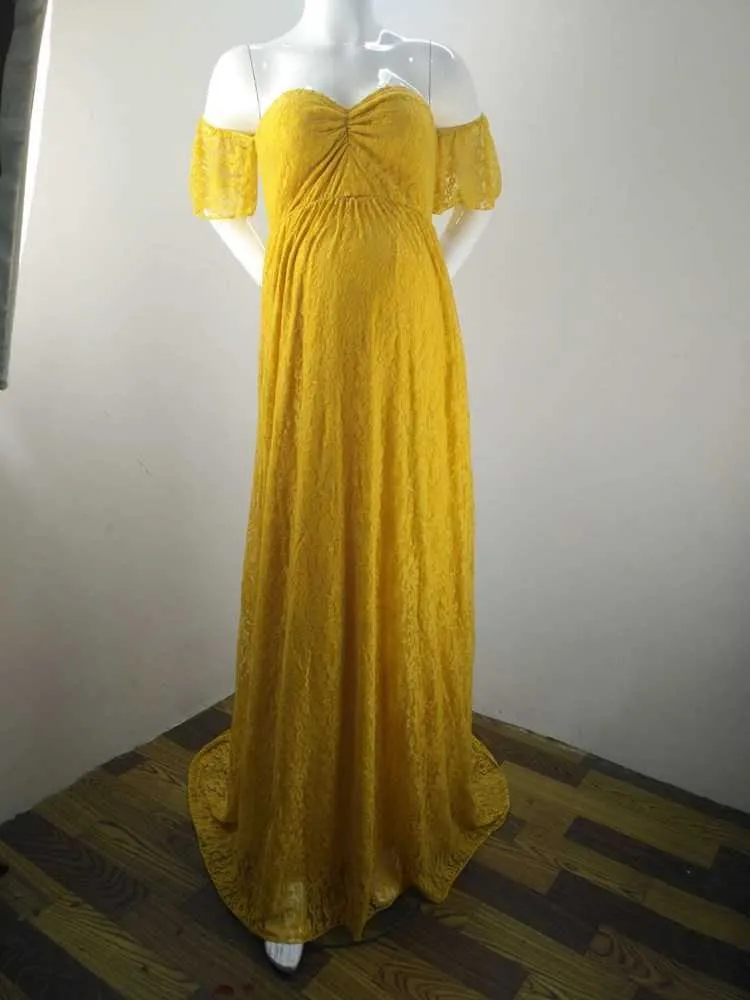 chinese dress ladies Momyknows Yellow Halter Neck Lace-Up Maternity Baby Shower Maxi Dress Yellow / S main image 1