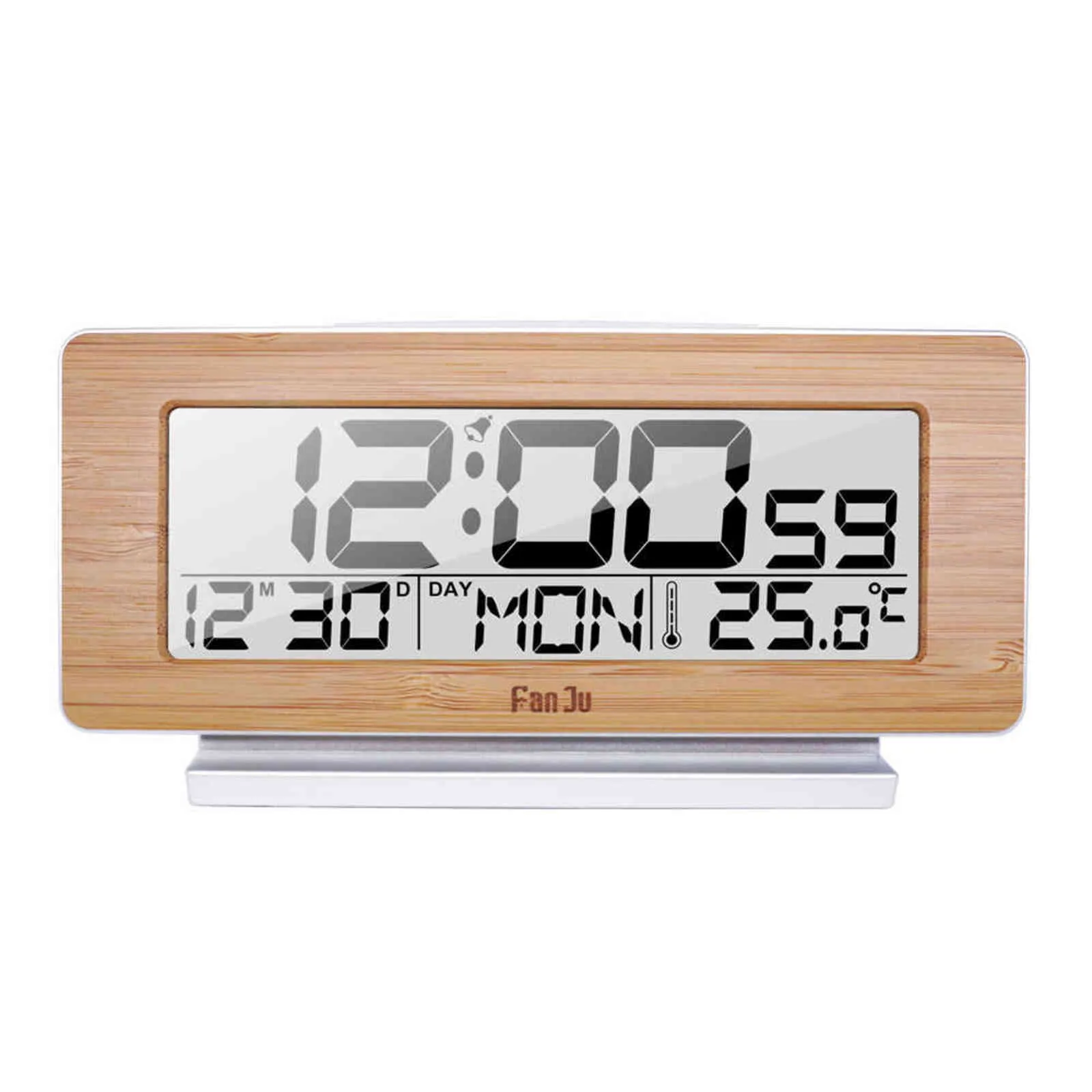 Multifunktion Electronic Digital Alarm Klocka Tid Temperatur Kalender Snooze LED Bordsdisk Klockor Modern Design 211111