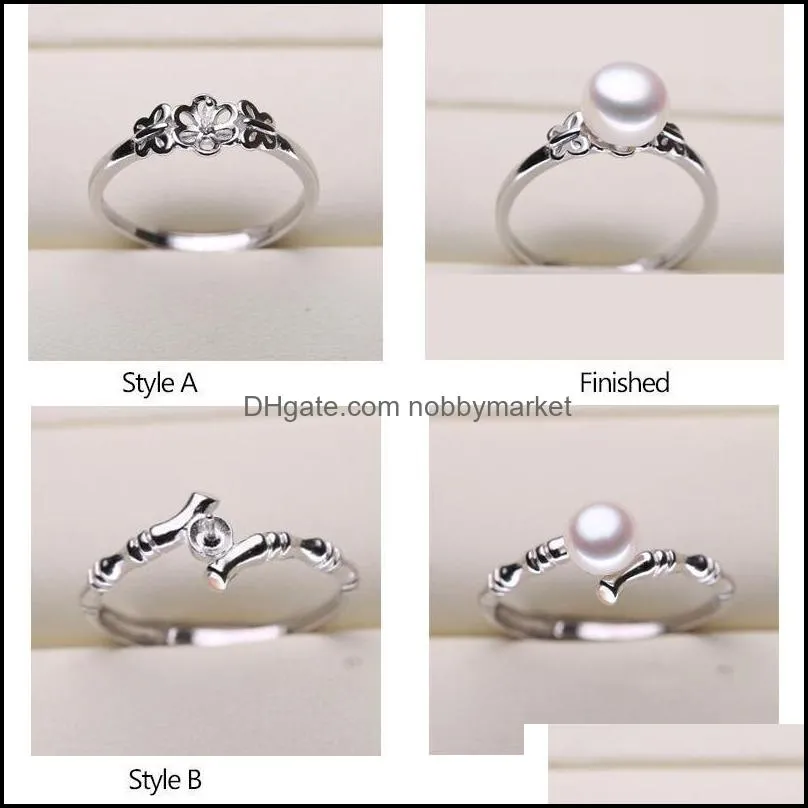 Jewelry Settings Pearl Ring 925 Sliver Rings For Women 20 Styles Mix Diy Adjustable Size Christmas Gift Statement 2021 Drop Delivery Vxzyn