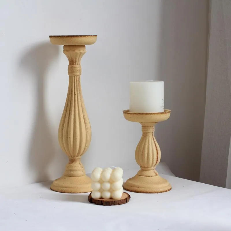 Świeczki Posiadacze Retro Wood Tabletop Candlestick Home Decor Holder Centerpiecces na stołach