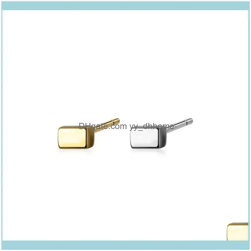 Stud Geometric Square Tiny Earrings For Women Authentic 925 Sterling Silver Anti-Allergy Ear Cute Fine Jewelry Kids Gift