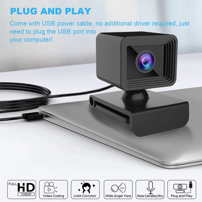 CAM 1080P Caméra Full HD Microphone intégré Micro-in USB USB Plug web Cam Cam Computer PC PC PCTOP Bureau