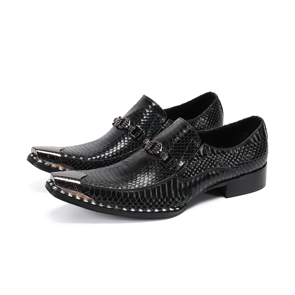 Sapatos Italianos Para Homens Mocassins De Couro Sliver Dedo Do P