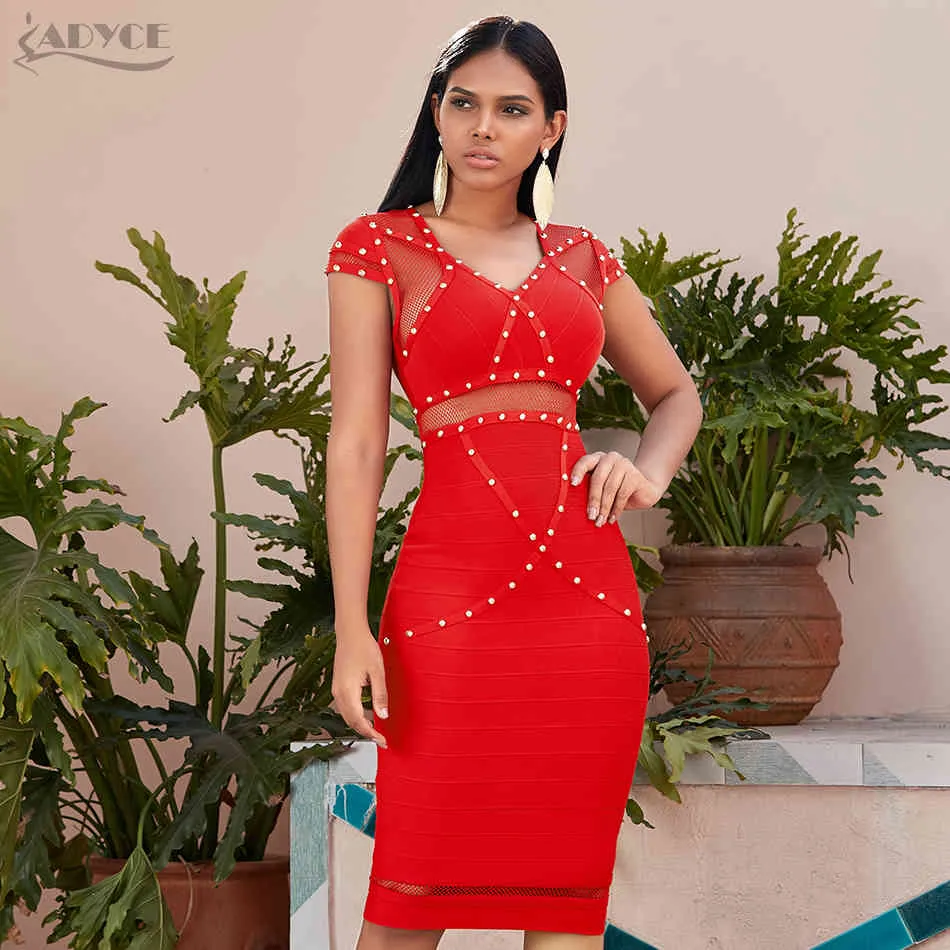 red lace bandage dress Liv Red Lace Sleeve Bandage Dress / XS