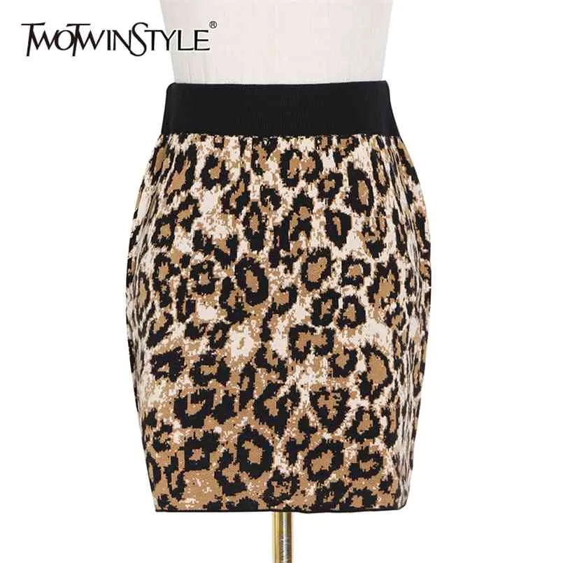 Luipaard print rok voor vrouwelijke hoge taille een lijn mini one size rokken vrouwen herfst mode kleding 210521