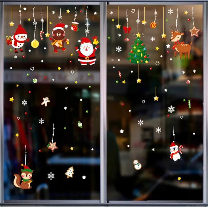 Window Stickers Christmas Stockings Animal Hanging Ornaments Holiday Glass Stickers Christmas Static Cling