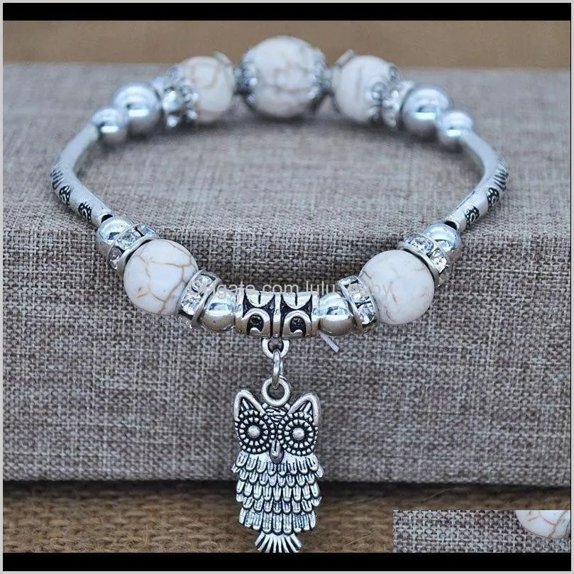 natural turquoise beads bracelet owl single ring bracelet female bracelet accessories