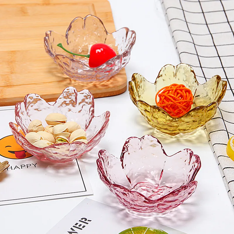고품질의 작은 유리 소스 접시 그릇 미니 일본 벚꽃 조미료 플레이트 아이스크림 과일 살라 식기 세트