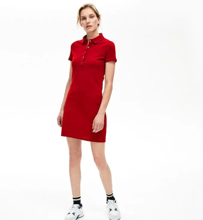 2021 Nieuwe vrouwen jurk polo krokodil katoenen shirt jurken casual polo kleding a-line rok verse zoete kleding merk vrouwen jurken