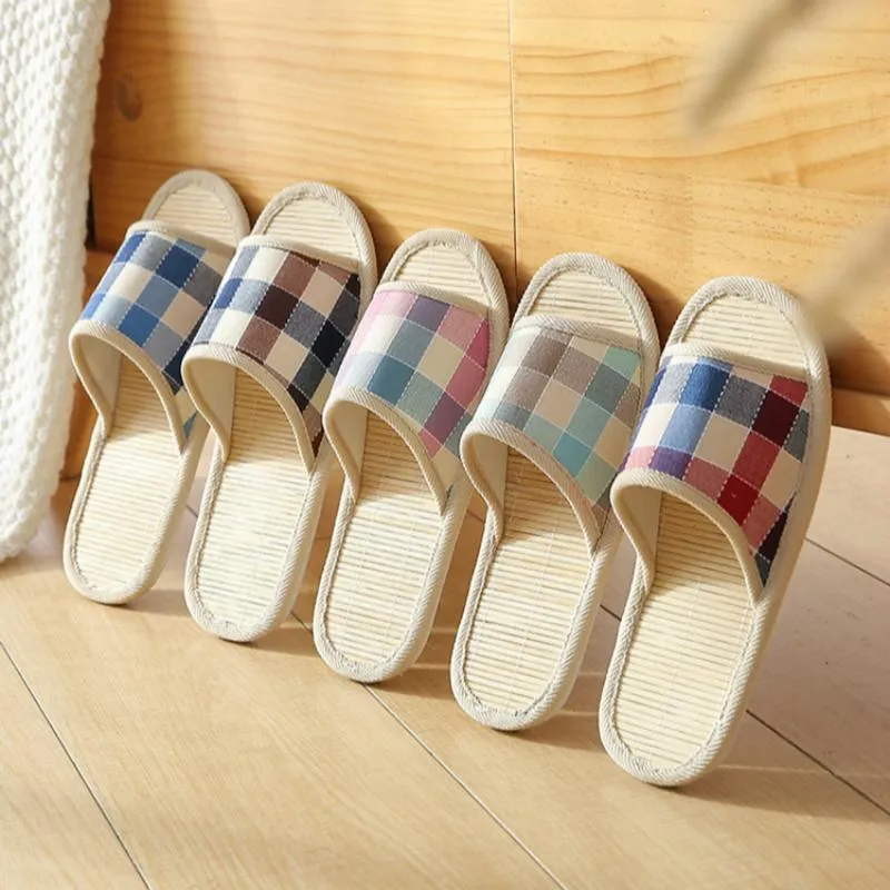 Women's Bamboo Slippers Summer Home Indoor Non-slip Comfortable Casual Light Soft-soled Men