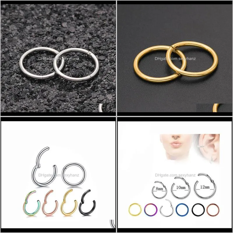 segment ring nose hoop rings septum clicker nose piercing buckle round earrings body jewelry new stainless steel interface ear 14g 16g