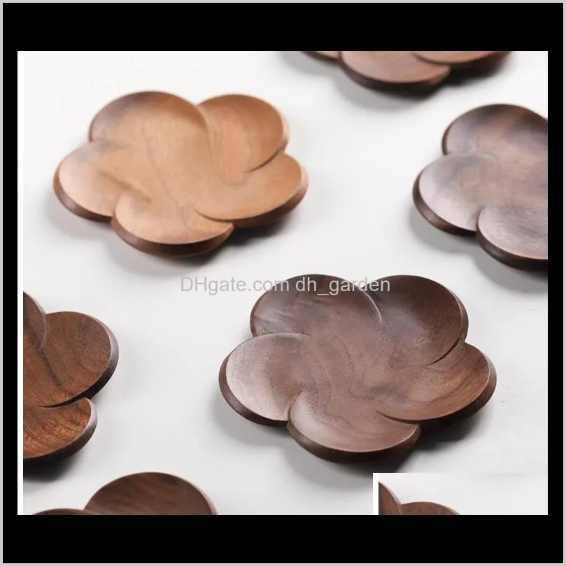 black walnut coasters office coffee insulating solid wood creative petal cushion cup wood insulating coasters sn2397