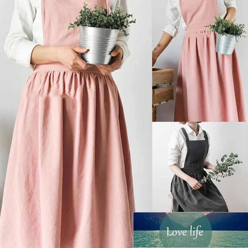 Nordic Women Lady Skirt Style Collect Waist Cute Dress Restaurant Coffee Shop Home Kitchen For Cooking Cotton Apron 3 Colour Aprons Factory price expert design